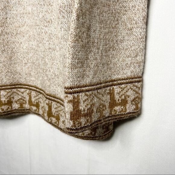 LA LLAMA PLACE / tan oatmeal alpaca v-neck sweater / M - Picture 4 of 6